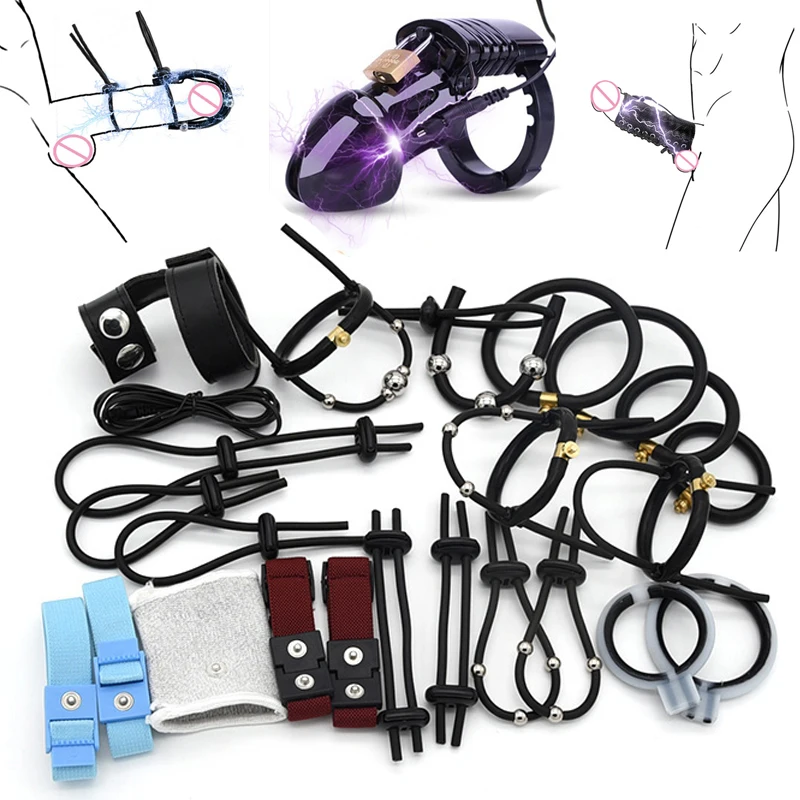 Electric Sex Toys Electro Sex Toys Electric Shock Penis Ring Electro Stimulation Penis Massage Accessories Cock Cage Extender Sex Toys For Men Masturbator