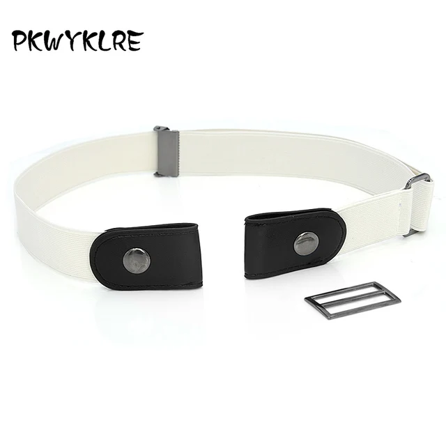 Buckle-Free Belt For Jean Pants,Dresses,No Buckle Stretch Elastic Waist Belt For Women/Men,No Bulge,No Hassle Waist Belt White