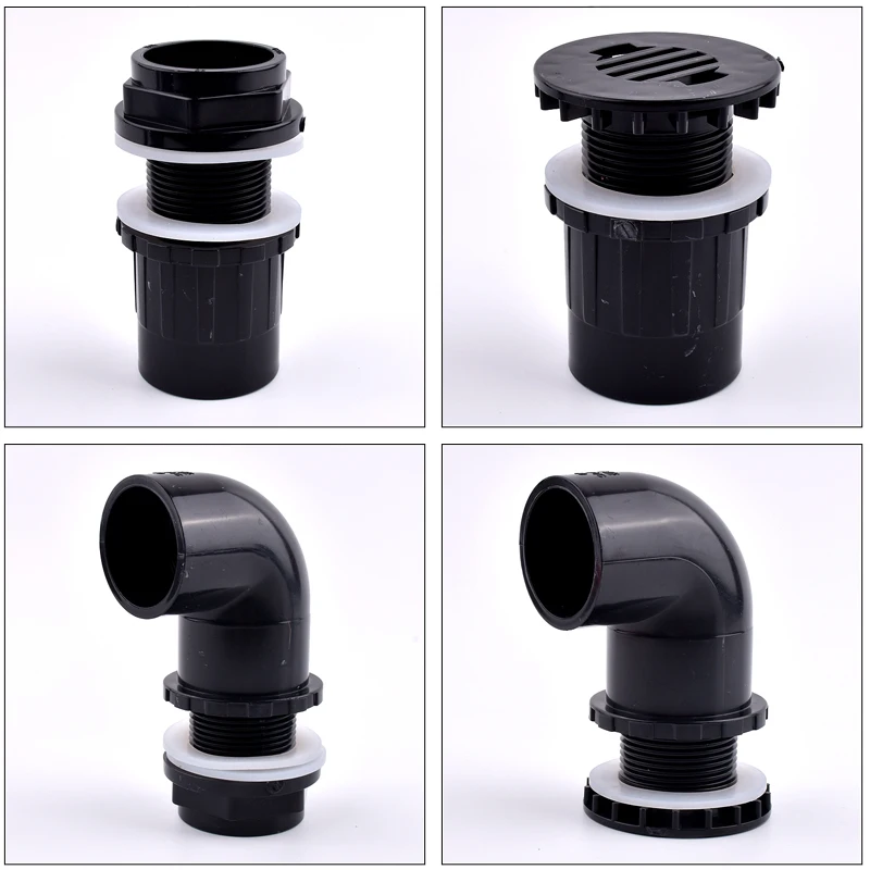 

Black I.D 20~50mm PVC Pipe Straight Aquarium Fish Tank Joint Home DIY Water Supply Tube Drain Fittings Drainage Elbow Connectors