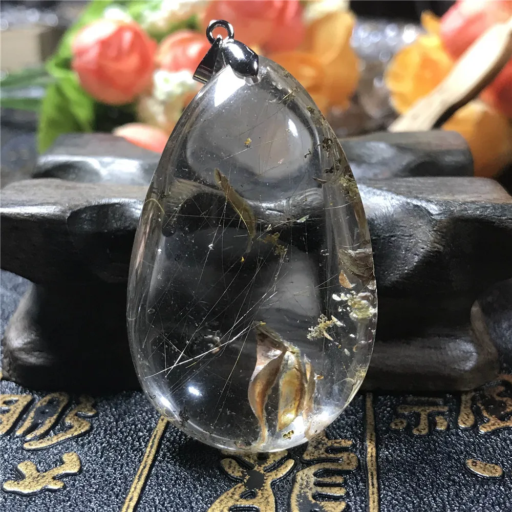 Natural Gold Rutilated Quartz Pendant (1)