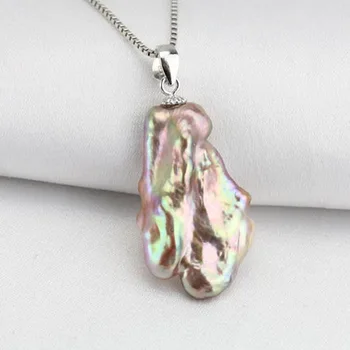 natural peacock metallic baroque pearl necklace, special color keshi pearl pendant necklace,