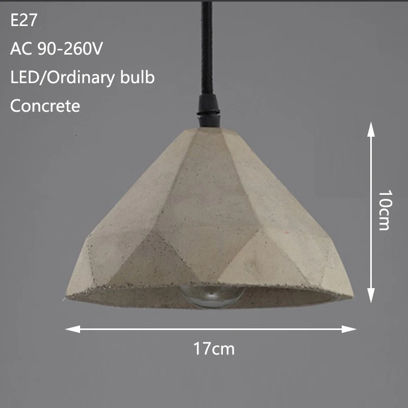 Ретро Лофт бетонный подвесной светильник E27 Светодиодный промышленный декоративный подвесной светильник цемент с 5 стилями для кухни спальни гостиной кафе