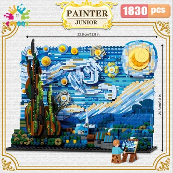 

Famous Painting Model Building Blocks Van Gogh Starry Sky Bricks Mini Figures Idear Model Kit Educational Toys For Kids