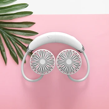

Portable Fan Hand-Free Neckband Fan Wearable Personal USB Rechargeable Mini Fan Desk Fan With Dual-Head 2 Speeds