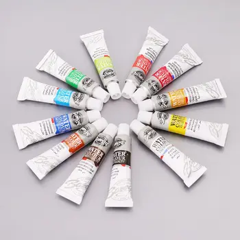 

2020 New 12 Colors Tubes 6ml Paint Tube Drawing Painting Watercolor Pigment Set With Brush Art Supplies