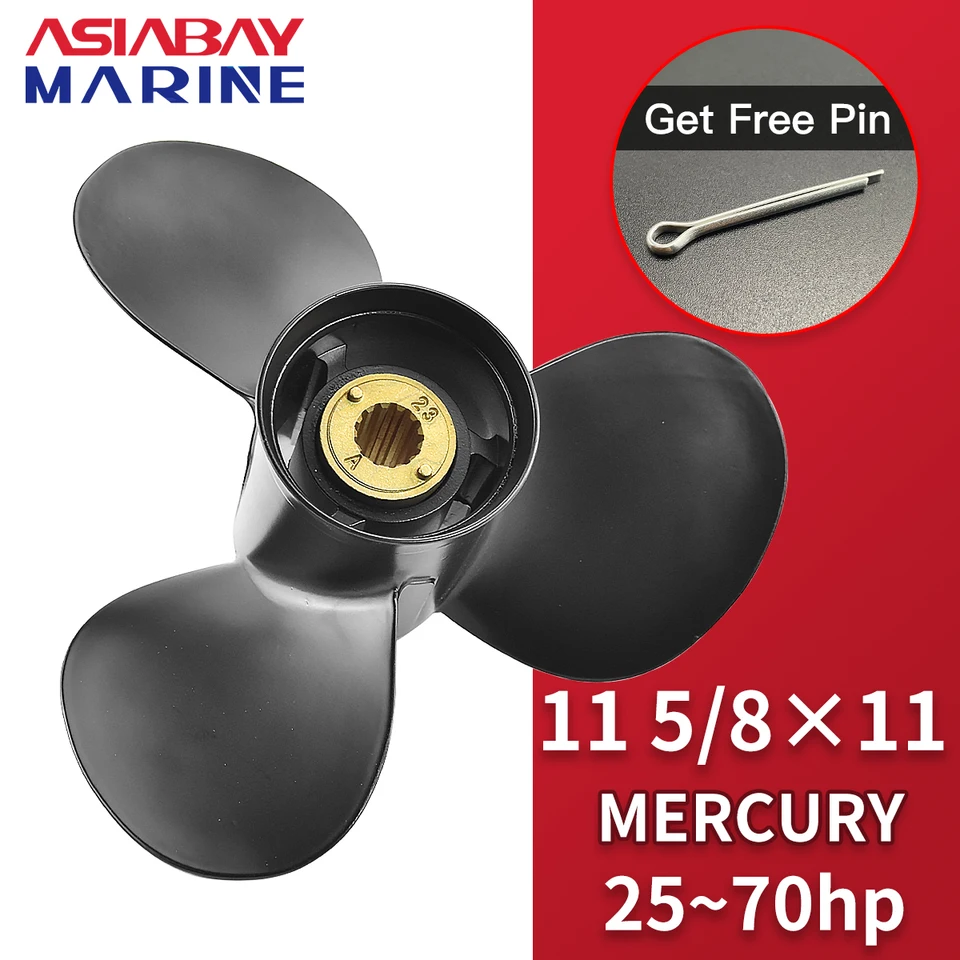 Aluminum Boat Propeller For Mercury Outboard 25HP-70HP – 13 Spline, 11 5/8x11 Pitch, Replaces 48-823478A5