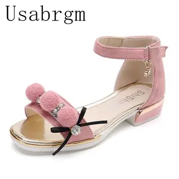 

2020 New Fashion High Heel Girls Princess Flowers Bow Sandals Summer Girls Party shoes Anti-Slip Big Sandal sandals baby shoes