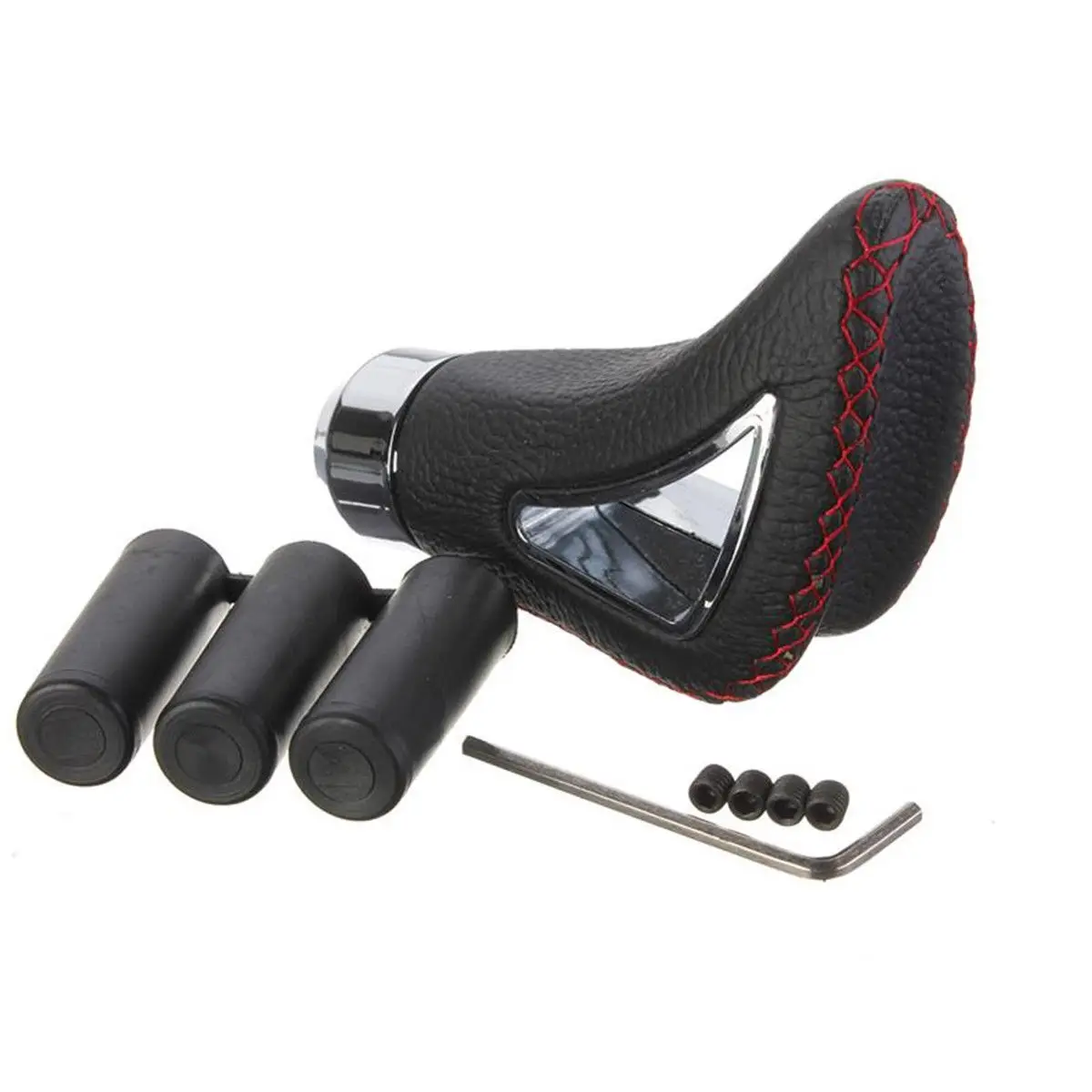 Shifter Lever Car Shifter Lever Black&Red Line Gear Shift Knob Replace Manual MT Leather Aluminum