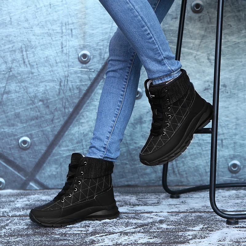 Moipheng/обувь из микрофибры; женская обувь; Zapatos De Mujer; ботинки на резиновой платформе из водонепроницаемого материала; botas mujer invierno; красная обувь; женская зимняя обувь - Цвет: black