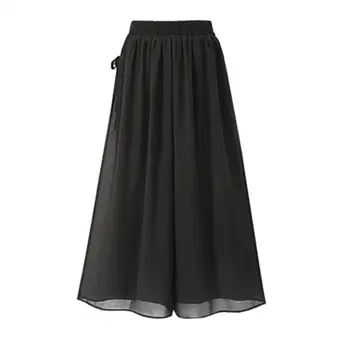 

ZITY Plus Size Xl -4xl Women Chiffon Skirts 2020 Summer Bow Drawstring Ladies Skirt Black Color Ladies Skirt Elastic Waist Cloth