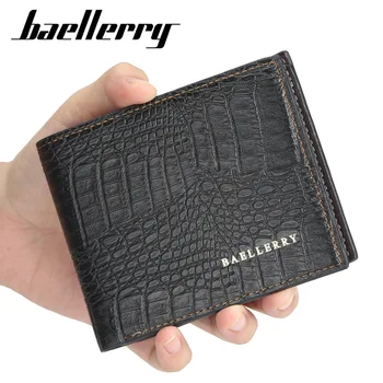 

Baellerry Men PU Short Wallet Card Thin Credit ID Card Holder Crocodile Pattern Soft Leather Coin Purse Money Case