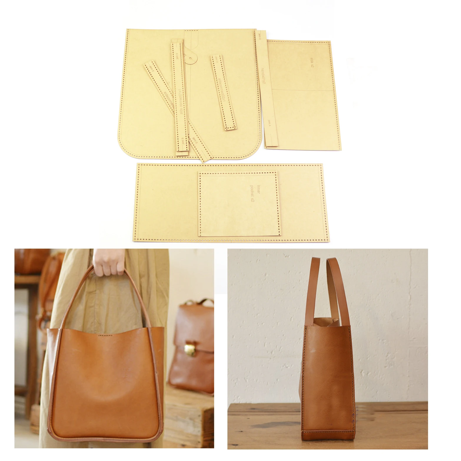 diy Leather kraft women handbag bucket kraft paper die cutting template pattern hollowed stencil 24x23x12cm leather craft template,sewing template