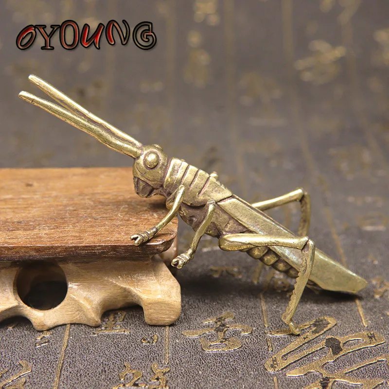 Chinese Animal Pure Bronze Copper Grasshopper 