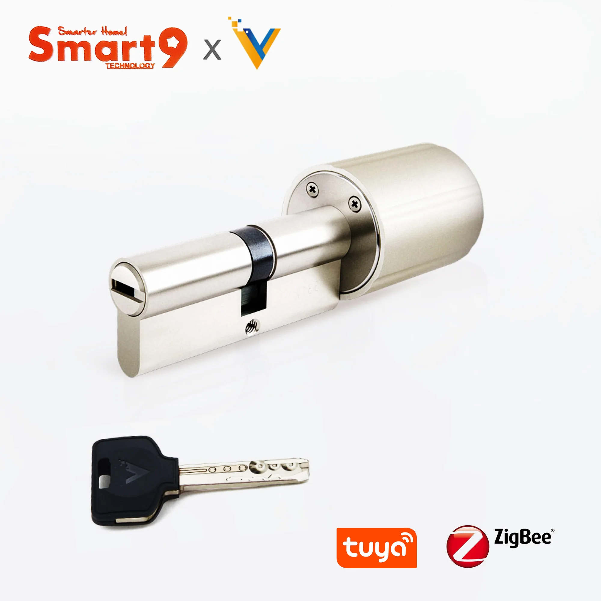 Smart9 ZigBee Smart Lock Core цилиндр работает с TuYa ZigBee концентратор, питание от батареи и чип-зашифрованные ключи питание от TuYa