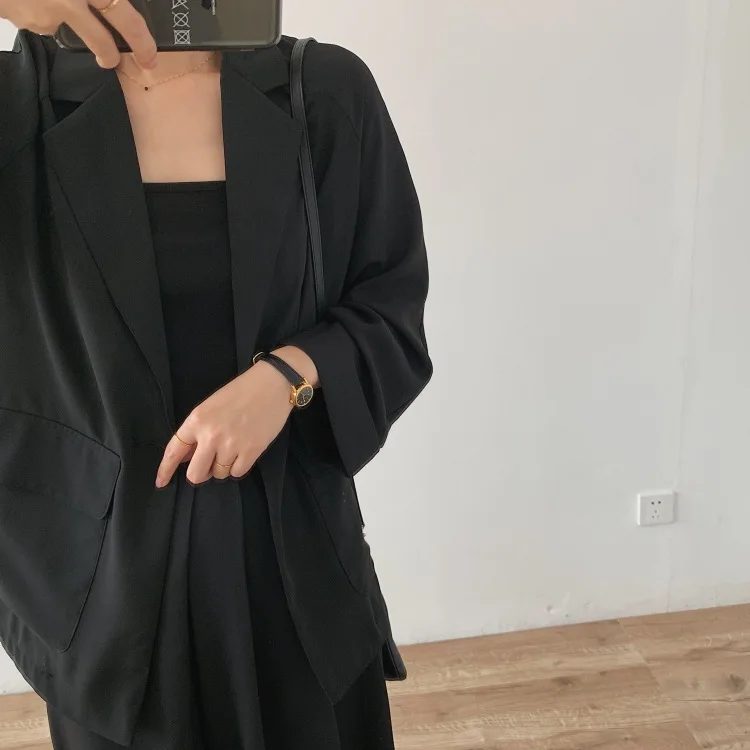 

Summer Thin Chiffon Fold-down Collar Casual Small Suit Simple One-Button Turn Sleeve Casual Elegant Sun-resistant Coat