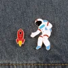 Broches univers fusée astronaute espace animaux mignons dinosaure chat baleine épingle de chemise en émail épingles d'étiquette bijoux Badge drôle ► Photo 2/6