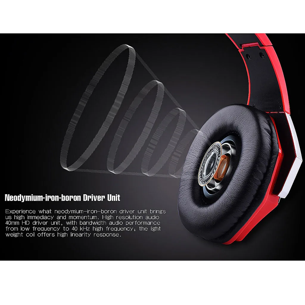 BT-606 Stereo Earphone Wireless Headband Gaming Card Radio Bluetooth Headset