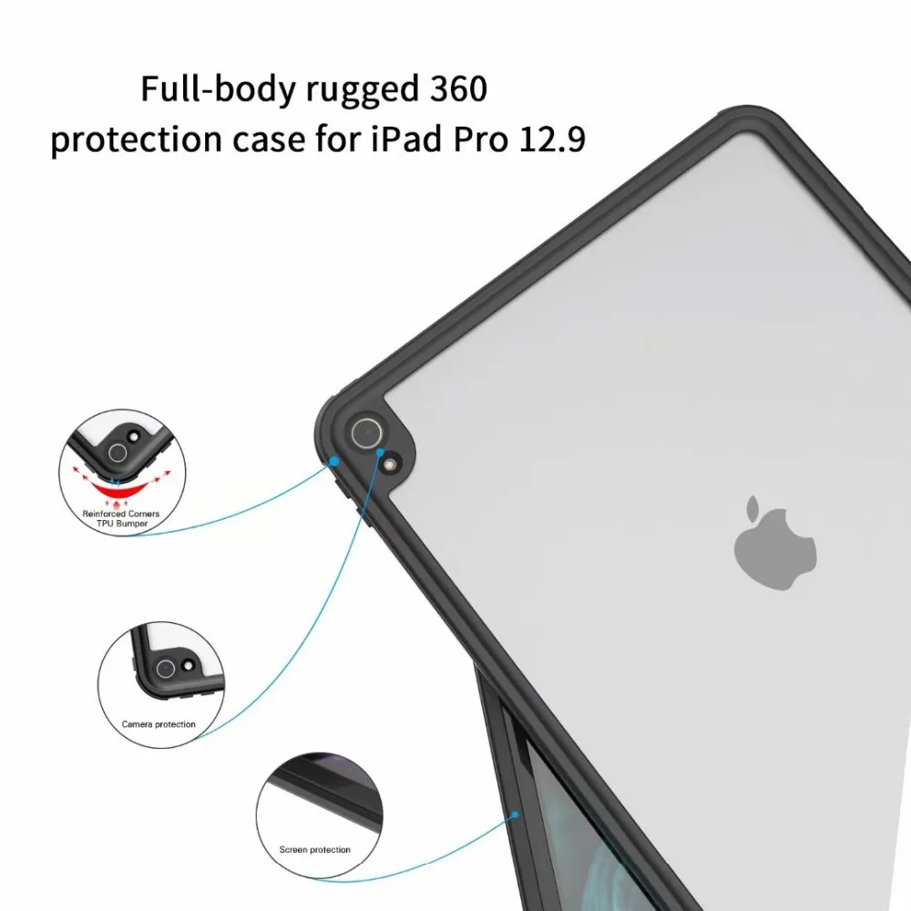 Противоударные грязеотталкивающие снежные Водонепроницаемые Чехлы для iPad Pro 12,9, 360 полная защита с сенсорным ID, Чехол для iPad Pro 12,9 дюйма, Coque