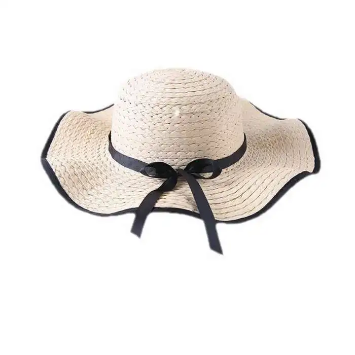 Корейская Sombrero Mujer Новая Летняя женская Соломенная солнцезащитная Кепка с бантиком классическая круглая полочка дикие панамки, кепка пляжная для женщин
