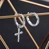 2022 New Fashion Cubic Zircon Cross Earrings Cute Cross Hoop Earrings Ear Ring Simple Style Jewelry Accessories  Exquisite Gift ► Photo 3/5