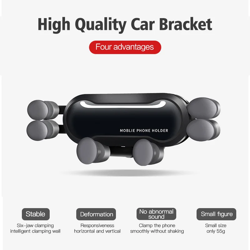 car mobile holder Universal 6 Points Solid Fold Car Phone Holder Gravity Car Holder For Phone In Car Air Vent Clip Mount Smartphone Holder Stand phone stand for bike