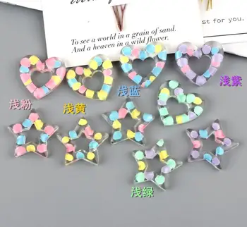 

Kawaii Transparent heart stars Resin Flatback Decoration Crafts Cabochon Scrapbooking Fit Phone Embellishments Diy Accessories