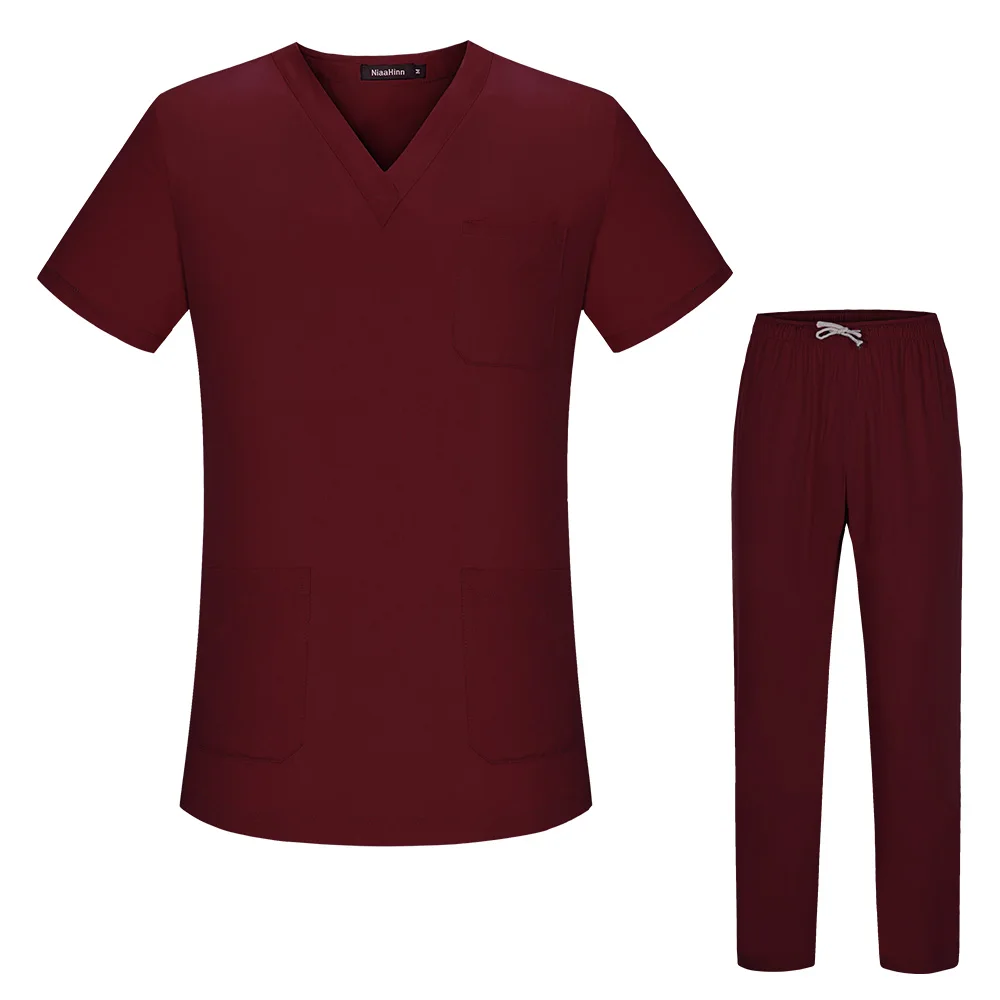 High Quality Spa Uniforms Unisex V-Neck Work Clothes Pet Grooming Institutions Scrubs Set Beauty Salon Clothes Scrubs Tops Pants