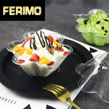 

50pcs 300ml ice cream bowl Dessert cup Disposable Plastic Tableware cake Pudding Mousses Yougurt Jelly Container
