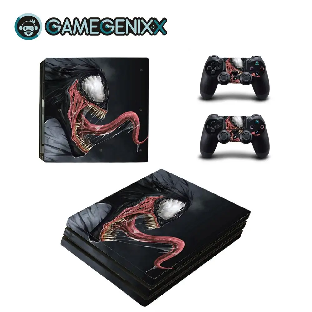 GAMEGENIXX Кожа Наклейка Защитная Наклейка Обложка полный набор для PS4 Pro консоли и 2 контроллеров-Веном
