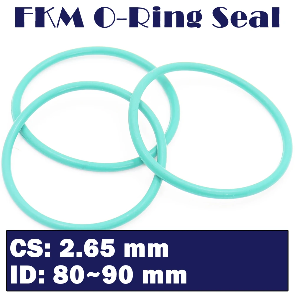 

CS2.65mm FKM Rubber Ring ID 80/82/82.5/85/87.5/90*2.65 mm 20PCS O-Ring Fluorine Gasket Oil seal Green ORing