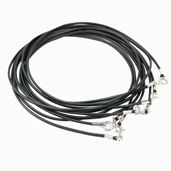 

50pcs 1.5mm/ 20inch black waxed rope necklace chain with spring buckle for jewelry wholeasle