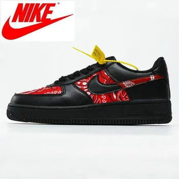 

Original Nike Air Force 1 07 low-top sneakers leather white black red cashew flower square men's size 40-45