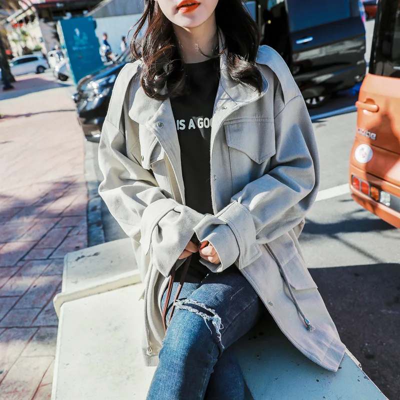 

Coat Women's Spring And Autumn 2019 New Style Korean-style Students Stand Collar Versatile Loose-Fit BF Short Workwear CHIC Wais