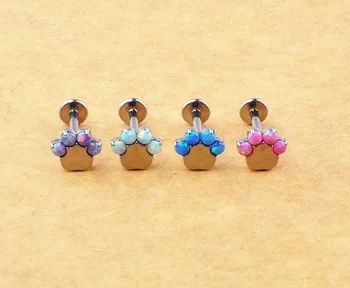 

ASTM F136 Titanium Opal 16g Titanium Internal Thread Piercing Paw Lip Tragus Daith Earrings Helix Cartilage Nose Piercing Body