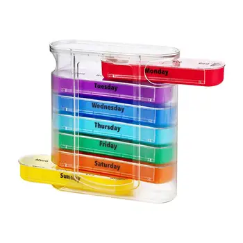 

Weekly 28 Compartments Pill Box Organizer Holder Plastic Medicine Storage Dispenser Cutter Drug Cases for Travel Hom