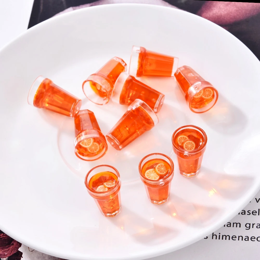 

1.2x2cm Simulation Lemon Tea Cup Jewelry Making Fashion Earrings Necklace for Women Pendant Findings Components DIY Accessories