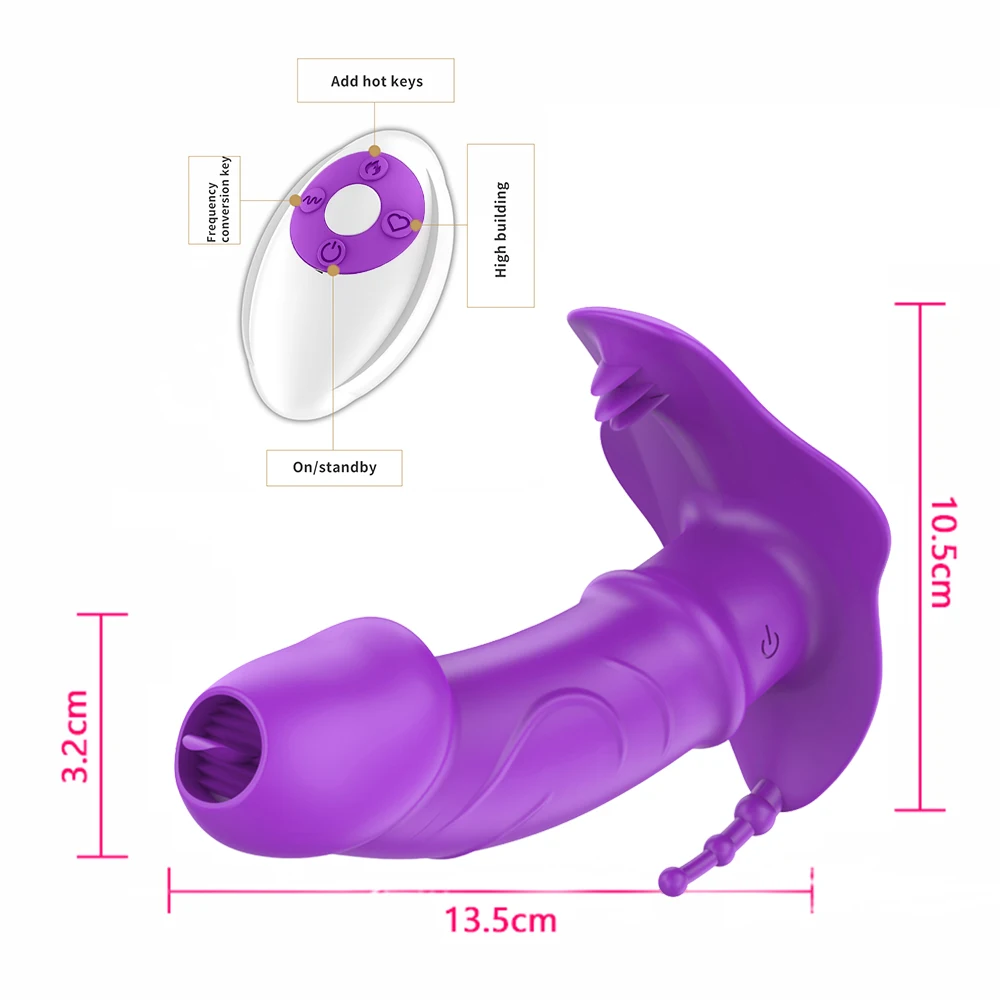 Portable Panty Dildo Vibrator Sex Toys for Woman Invisible Wear Clitoral Stimulator Wireless Remote Tongue Licking Vibrators