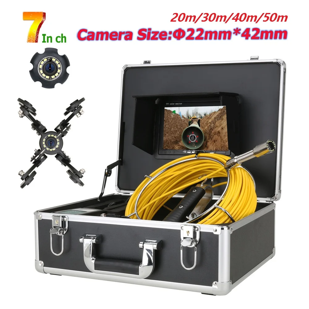 9"LCD 1000 TVL 22mm Drain Pipe Sewer Inspection Video Camera System 30M Cable 