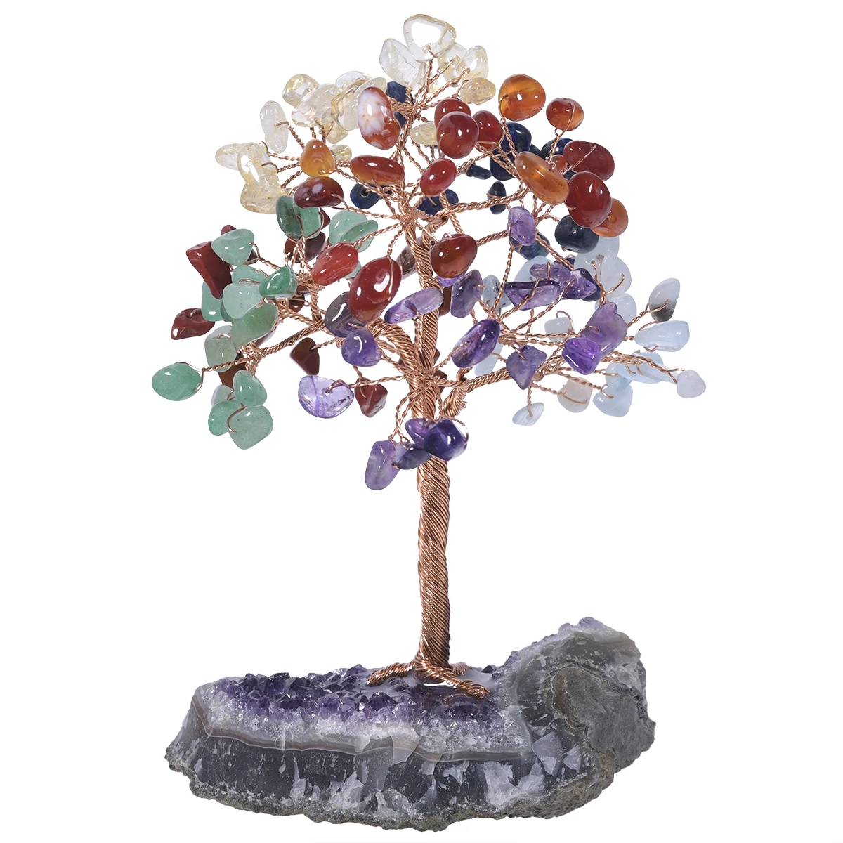 Natural Crystal Stone Lucky Money Tree Amethyst Healing Reiki Chakra Mineral Specimen For Wealth Room Decor Home Ornaments