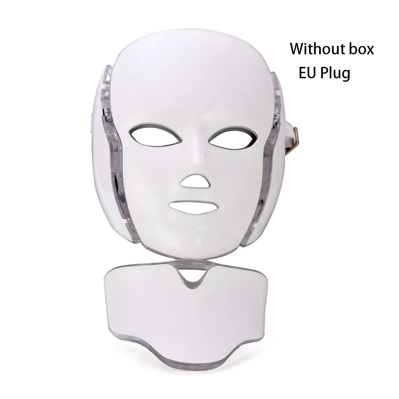 7 Color LED Facial Neck Mask Micro-current LED Photon Mask Remove Wrinkle Acne Skin Rejuvenation Face Beauty Machine - Цвет: No box-EU Plug