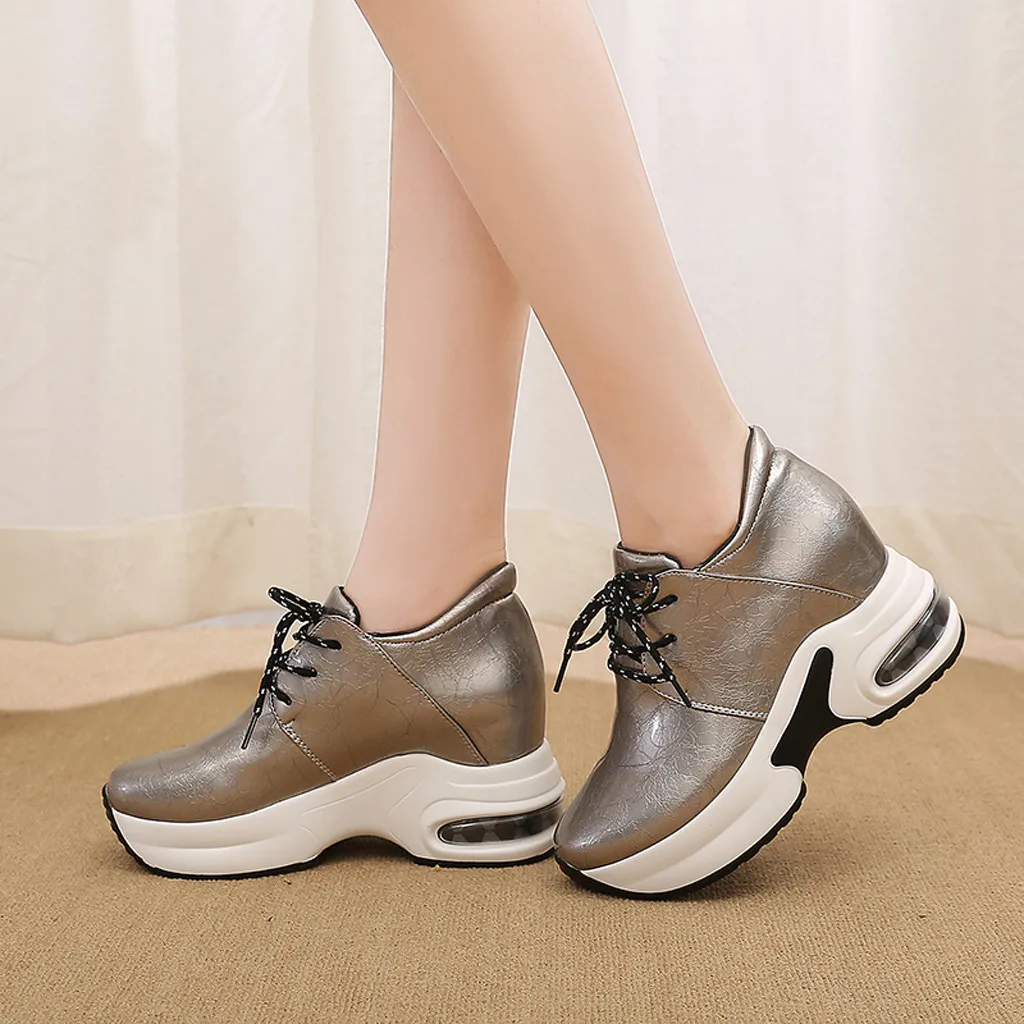 

women shoes Height Increasing Zapatos De Mujer Lace-Up chunky sneakers sapatilhas mulher platform shoes Soft Bottom Comfortable
