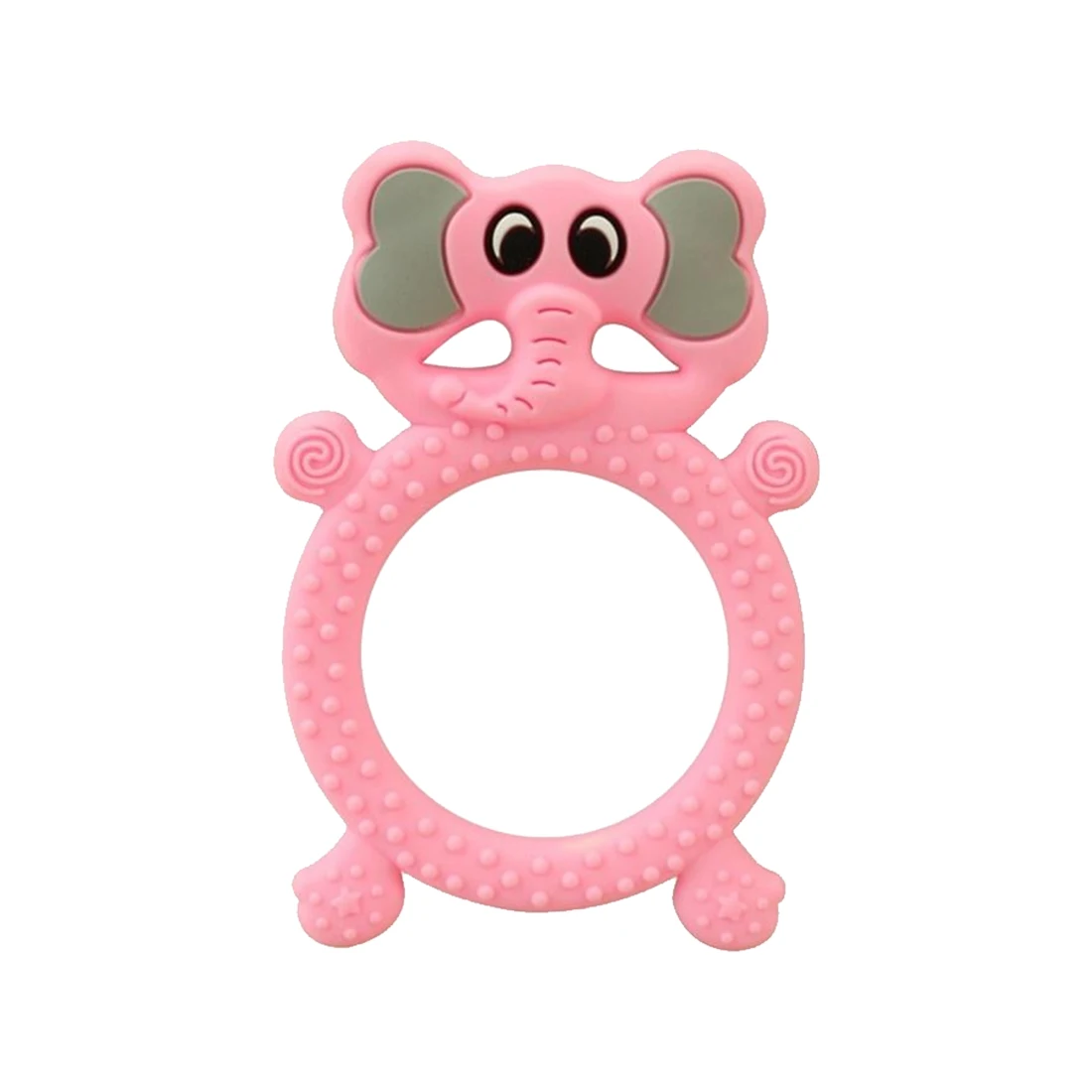Pink elephant 1 шт. мультфильм детский силиконовый Прорезыватель лягушка Медведь силиконовый для новорожденных игрушка безопасный укус резиновый конфеты цвет слон детские трофеи - Цвет: Pink elephant