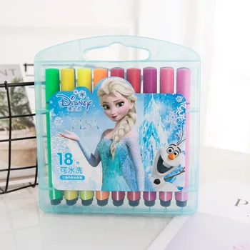 

Genuine 18 colors Disney Frozen Mickey Mouse children art colored pencils princess Watercolor Brush Pens Drawing stationery