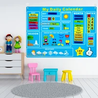 70Pcs/set My Daily Calendar Felt Board Day Month Season Schedule Time Plan Chart Early Education Good Habits for Children 2