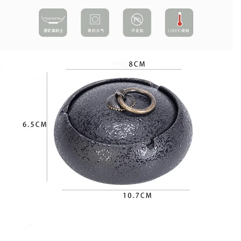 Round Ceramic Ashtray Living Room Anti Fly Ash with Lid Ashtray Cigar Ashtrays Home Decoration Accessories Send Boyfriend Gift for ceramic ashtray cigarettes ashtray
