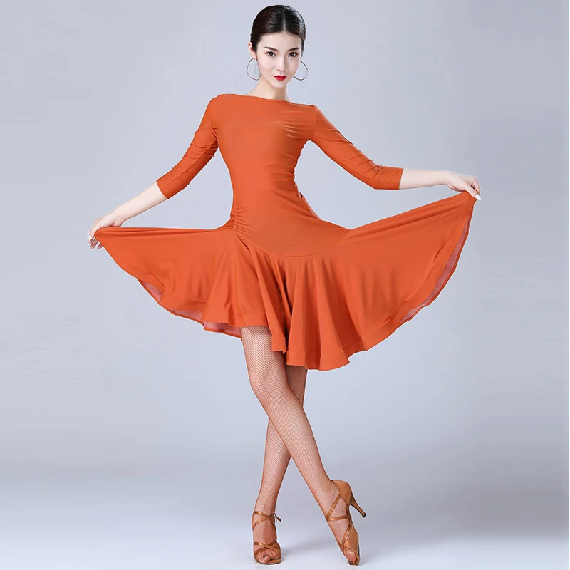Latin Dance Dress Long Sleeve Dance Clothes Women Practice Dress ChaCha