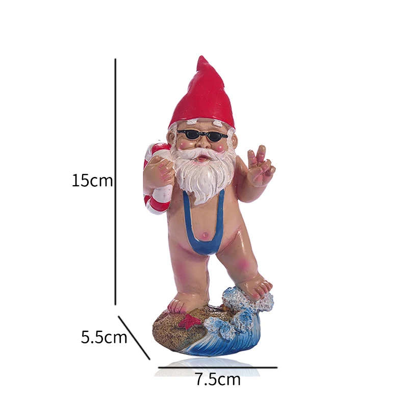 Fun Garden Gnome Statue Resin Crafts Fun White Bearded Dwarf Outdoor Decoration Crafts 3