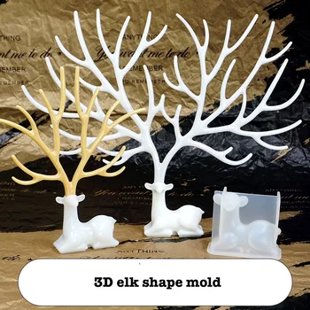 

3 sizes 3D Elk Jewelry Display Mold DIY Christmas Table Decoration Mould For Resin Jewelry Making Mold For UV Epoxy Jewelry Tool
