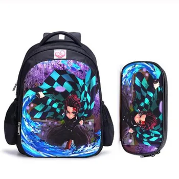 

16 Inch Demon Slayer Kimetsu No Yaiba School Bag for Kids Girls Boys Backpack Children School Sets Pencil Bag Toddler Mochila