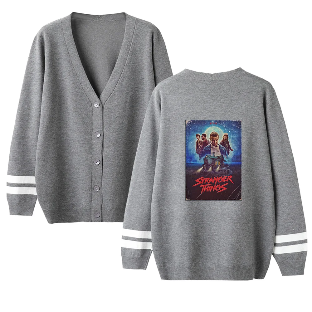 Kpop, крутой кардиган с v-образным вырезом, свитер, Осень-зима, темно-синий цвет, длинный рукав, теплая верхняя одежда, вязаные повседневные свитеры